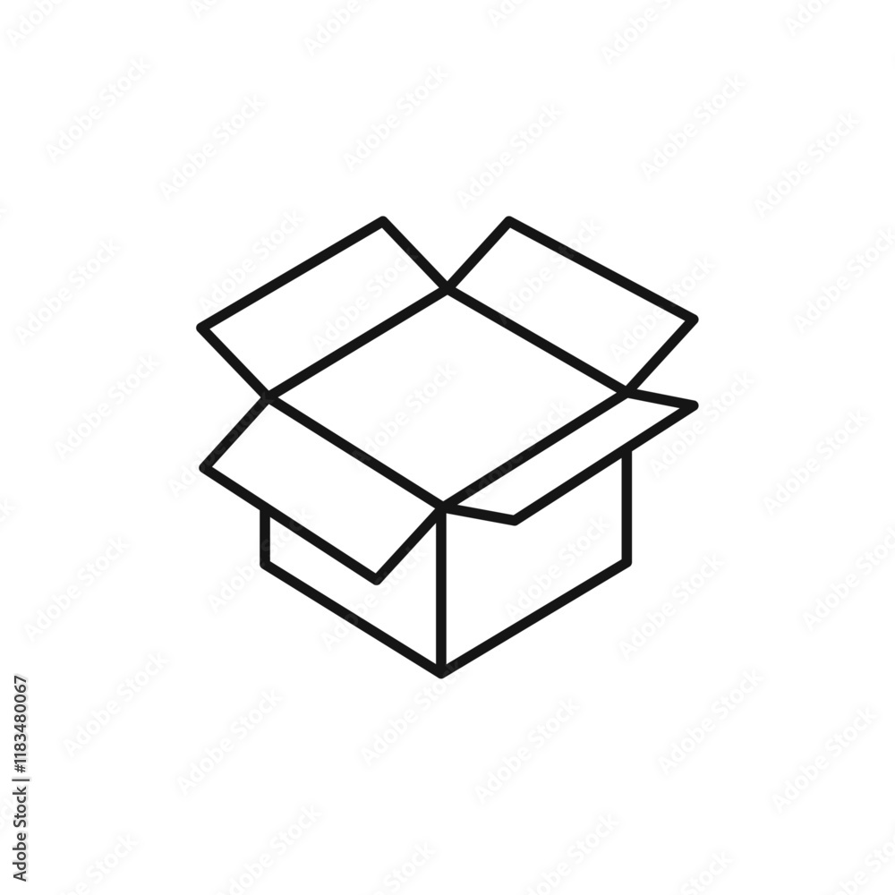 Poster open box icon isolated flat vector in outline