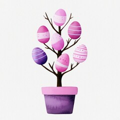 Colorful Easter tree with decorated eggs symbolizes spring and renewal in a vibrant, playful design.