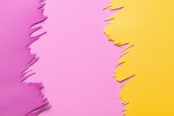 Colorful torn paper edges in pink and yellow create an artistic backdrop for creative design projects.
