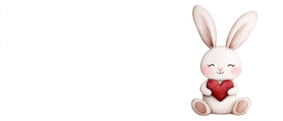 Fototapeta premium Cute bunny with a heart, perfect for expressing love and joy in various creative designs and projects.