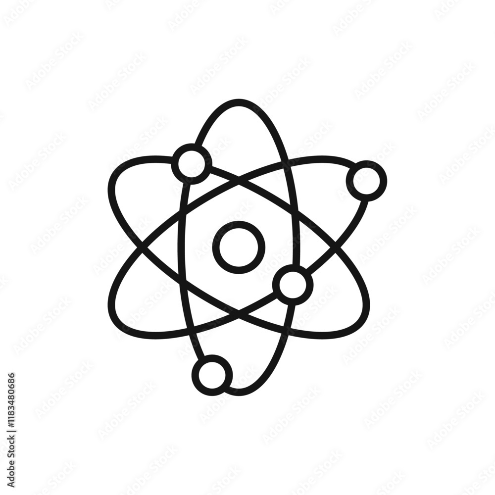 Poster physics icon isolated flat vector in outline