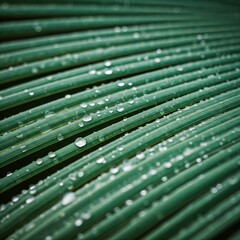 Rain Drops Falling on Green Leaf, Macro