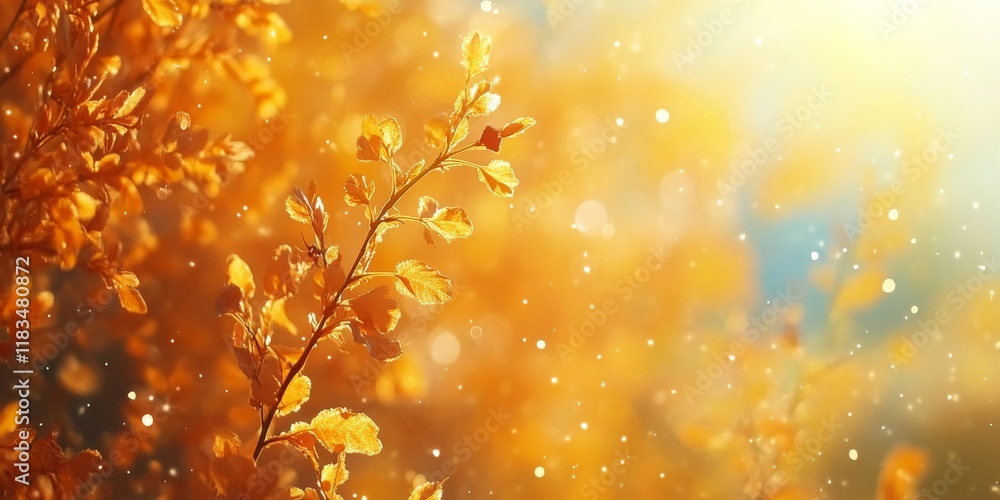 Poster orange autumn bokeh background showcasing nature inspired blurs creates a beautiful design element. 