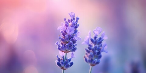 Obraz premium Soft focus on a beautiful lavender flower, showcasing the delicate petals and soothing hues of this stunning lavender flower in a tranquil composition.