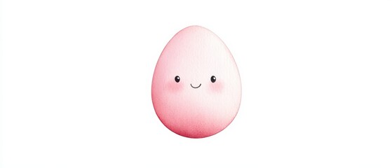 Cute pink egg character with a smiling face on a white background, perfect for joyful and playful designs.