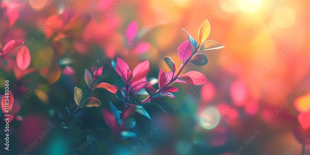 Poster Defocused abstract background featuring vibrant plant elements, creating an artistic representation of nature s beauty through a dreamy plant inspired ambiance. Ideal for various creative projects.