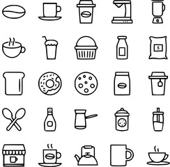 cafe icons set vector design, flat icon design of snacks and drinks related to cafe