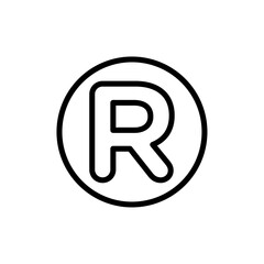 Registered trademark symbol Isolated flat vector in outline