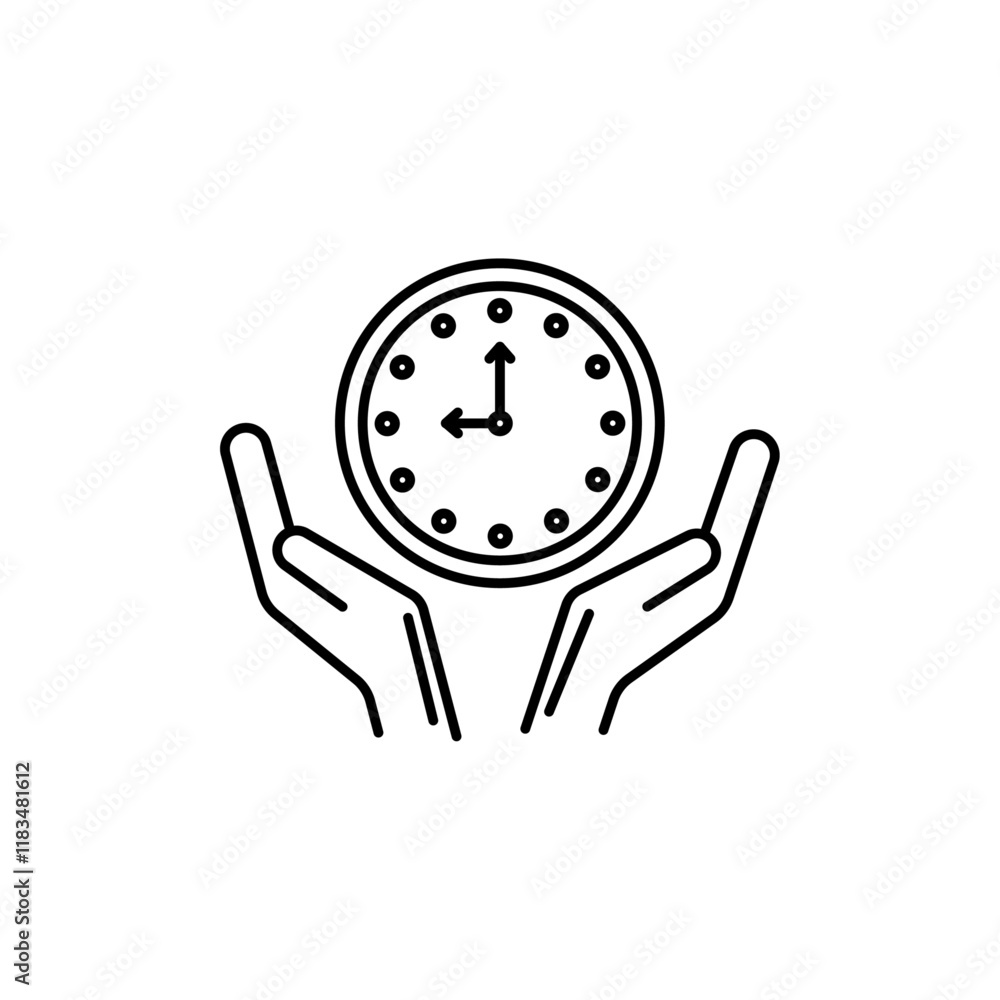 Poster save time icon isolated flat vector in outline