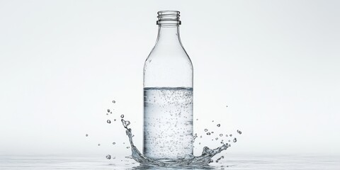 Clean water in a glass bottle is beautifully isolated against a white background, showcasing the purity and clarity of still clean water in this captivating image.
