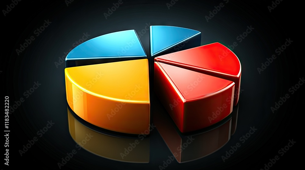 Poster 3d glossy pie chart data visualization