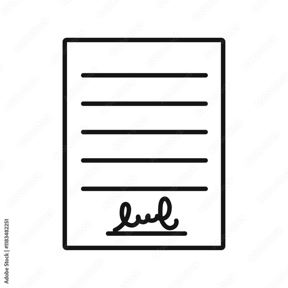 Poster signed document icon isolated flat vector in outline