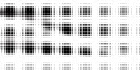 Halftone gradient. Dotted gradient, smooth dots spraying and halftones dot background seamless horizontal geometric pattern vector template set.