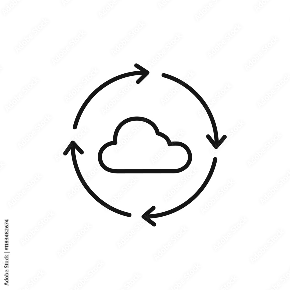 Poster synchronization icon isolated flat vector in outline