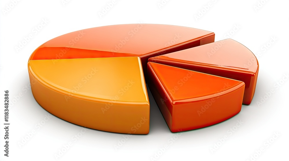 Aufkleber 3d orange and red pie chart data visualization