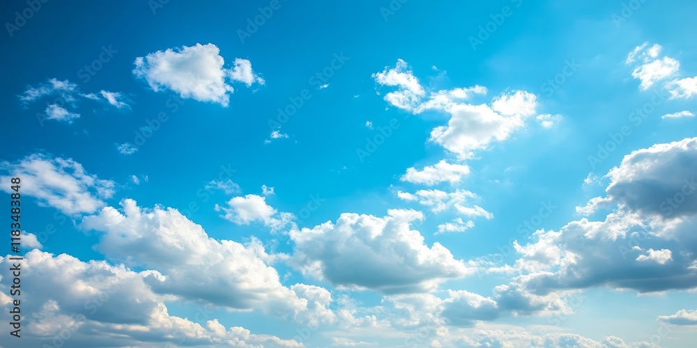 Aufkleber vibrant blue sky featuring fluffy white clouds creates a stunning backdrop. this blue sky with white