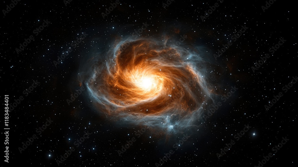 Poster explosive cosmic phenomenon in deep space galaxy high-resolution image stellar environment vast view