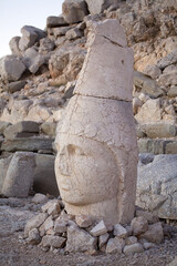 Head of Antiochus at Eastern terrace at the Mount Nemrut in southeastern Turkey at dawn
