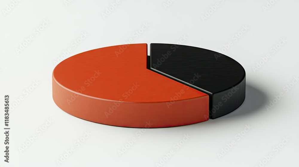 Poster 3d red and black half circle pie chart data visualization
