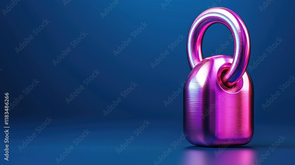 Poster secure action on pink lock digital space 3d render futuristic environment close-up view concept of s