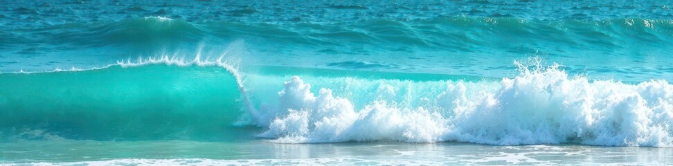 Fototapeta premium Azure turquoise ocean water, whitecap waves, sea foam texture , turquoise water, shimmering