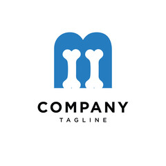 Letter M Bone Cute Logo Icon Vector