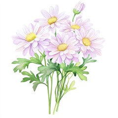 Obraz premium Artful watercolor chrysanthemum bouquet floral arrangement nature bright vibrant botanical beauty, isolated on white background