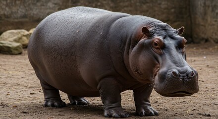 Huge Hippopotamus African Wildlife Mammal Zoo Animal Thick Skin Powerful Large Nature Wild Animal