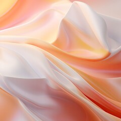Obraz premium Soft flowing satin fabric in shades of peach and white with a subtle shimmer. Abstract texture for textile design and luxury decor.
