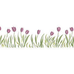 Funky vector tulip border illustration decorative blossom vector