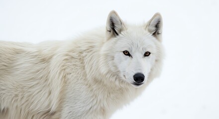 Obraz premium Majestic Arctic Wolf White Fur Winter Wildlife Portrait