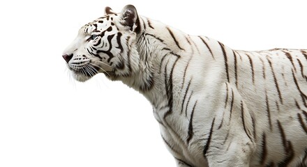Fototapeta premium Majestic White Tiger Profile Wildlife Photography Isolated Animal