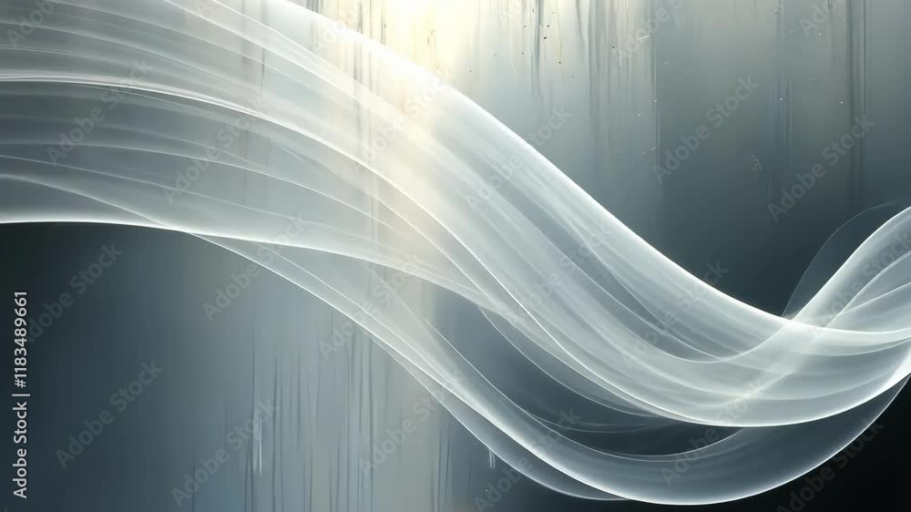 Poster abstract light waves create smooth flow, emphasizing elegance, movement, and ethereal atmosphere thr