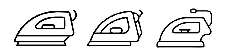 electric iron icon, electronics line art, electronics vector - simple black line art icon of electric iron perfect for logos, and electronics-themed designs.