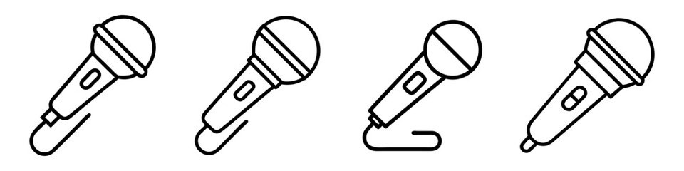 microphone icon, electronics line art, electronics vector - simple black line art icon of microphone perfect for logos, and electronics-themed designs.