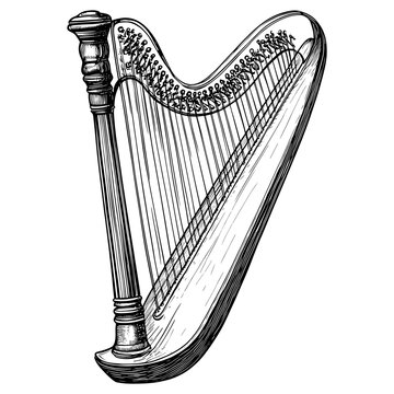 recommend clip art: Harp black white art vector