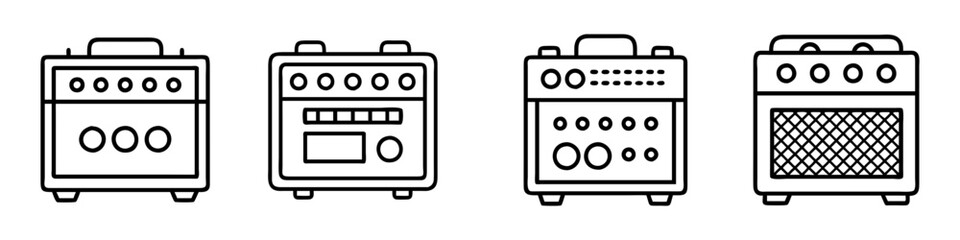 amplifier icon, electronics line art, electronics vector - simple black line art icon of amplifier perfect for logos, and electronics-themed designs.