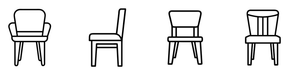 dining chair icon, furniture line art, furniture vector - simple black line art icon of dining chair perfect for logos, and furniture-themed designs.