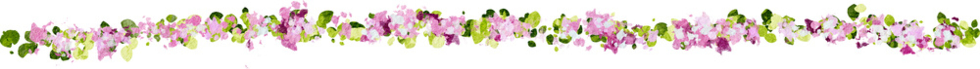 Hanging plants in watercolor style with pink flowers
