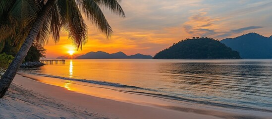 Spectacular Sunset over Tropical Beach Paradise