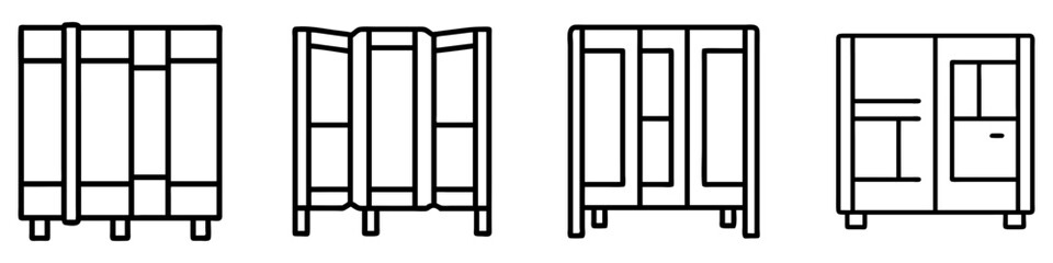 room divider icon, furniture line art, furniture vector - simple black line art icon of room divider perfect for logos, and furniture-themed designs.