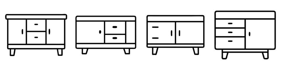 sideboard icon, furniture line art, furniture vector - simple black line art icon of sideboard perfect for logos, and furniture-themed designs.