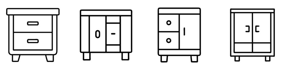 side cabinet icon, furniture line art, furniture vector - simple black line art icon of side cabinet perfect for logos, and furniture-themed designs.