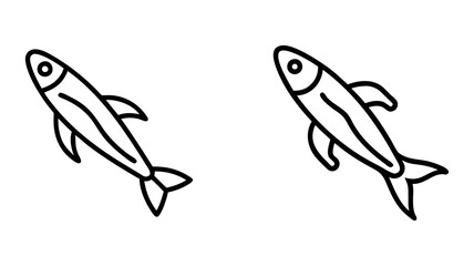 anchovy icon, fish line art, fish vector - simple black line art icon of anchovy perfect for logos, and fish-themed designs.