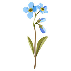 Fototapeta premium Tiny blue flower illustration art minimalist vector