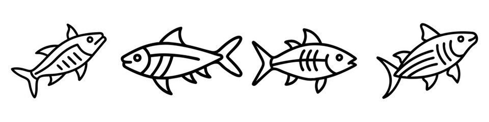 bonefish icon, fish line art, fish vector - simple black line art icon of bonefish perfect for logos, and fish-themed designs.