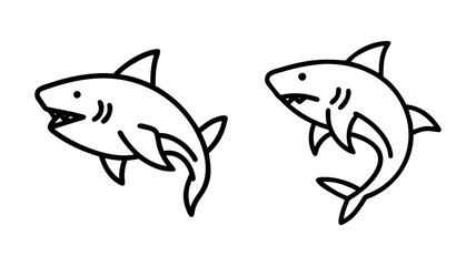 great white shark icon, fish line art, fish vector - simple black line art icon of great white shark perfect for logos, and fish-themed designs.