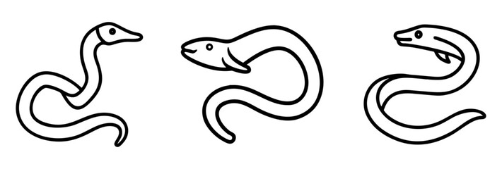 hagfish icon, fish line art, fish vector - simple black line art icon of hagfish perfect for logos, and fish-themed designs.