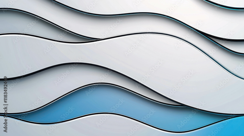 Poster smooth metallic waves in modern abstract background with soft color gradients
