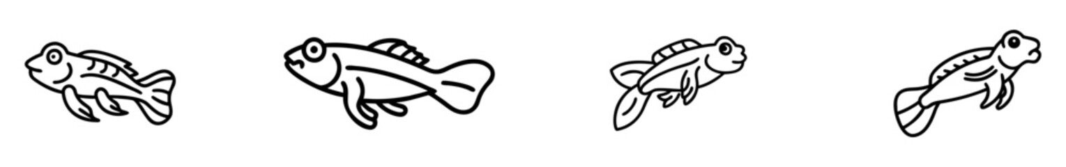 mudskipper icon, fish line art, fish vector - simple black line art icon of mudskipper perfect for logos, and fish-themed designs.